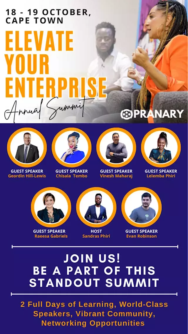 Business school for entrepreneurs, Pranary, set to host Elevate Your Enterprise Summit 2023 on 18 and 19 October in Cape Town