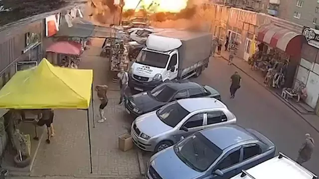 Ukraine war: Footage shows 'evil' Russian attack on market city that left several killed