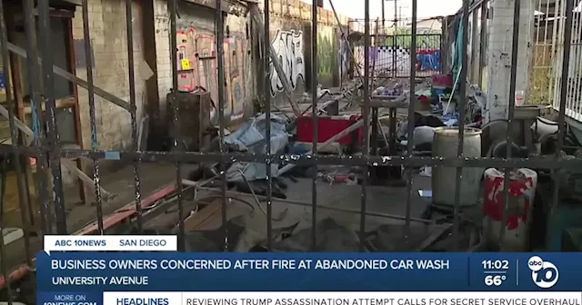 Business owners concerned after fire at abandoned car wash on University Avenue