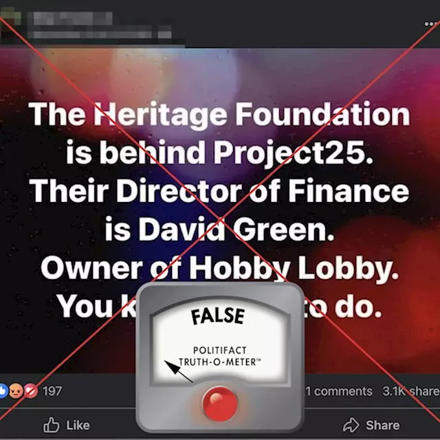 Hobby Lobby CEO is not Heritage Foundation finance director