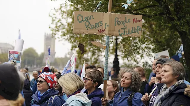 London protesters demand water companies clean up sewage-tainted rivers