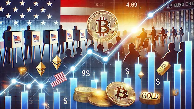 Bitcoin spikes above $70k, stocks and gold trend higher to start election day in the U.S.