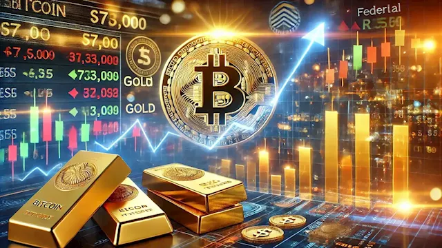 Bitcoin hits new all-time high of $77k, gold and stocks rally on Fed rate cut