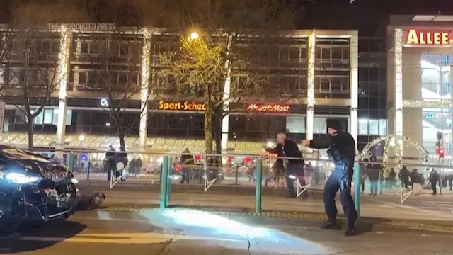 Video shows German police detaining suspect at gun point after car driven into Christmas market