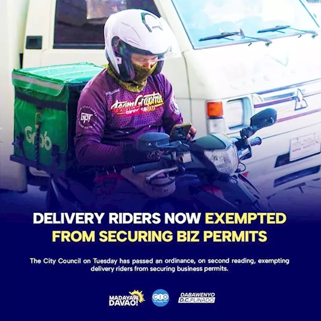 Davao City junks business permits for delivery riders