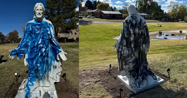 Insurance company won't cover cemetery's Jesus statue that was vandalized with spray paint last month