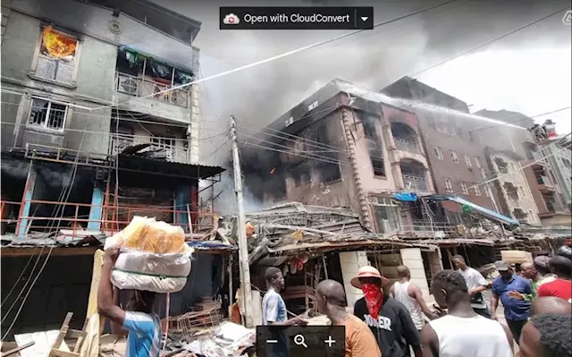 Lagos market building collapses shortly after fire incident