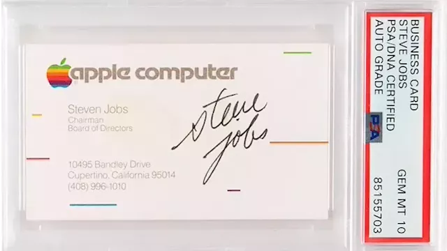 Apple’s Steve Jobs’ Signed Business Card Fetches $181,183 in an Auction