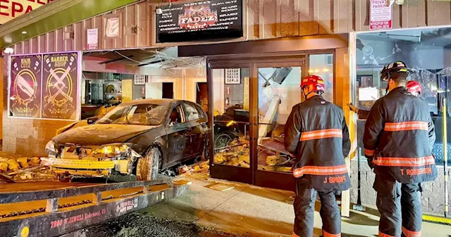 Car crashes into a Lakewood business late Sunday night