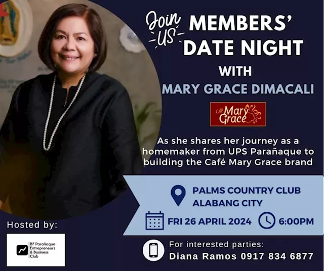 Parañaque Business Club celebrates Members' Date Night featuring Mary Grace Dimacali of Mary Grace Foods