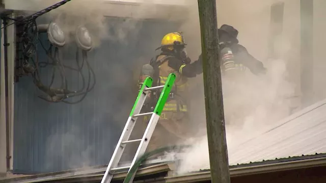 Smoke billows from burning pallet company in Penn Township, Lancaster County