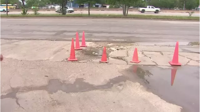 Driveway of Houston business eroding after months of water leakage from damaged fire hydrant