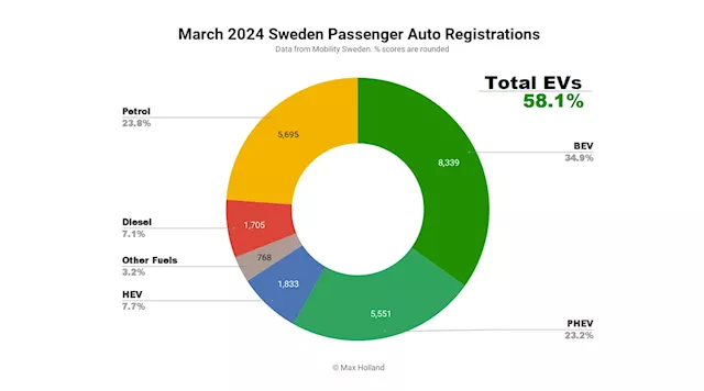 Plugin EVs' Market Share in Sweden Decreases in March