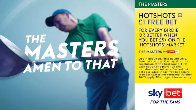 The Masters: Bet £5 on Hotshots Market get a £1 Free Bet for every birdie with Sky Bet...