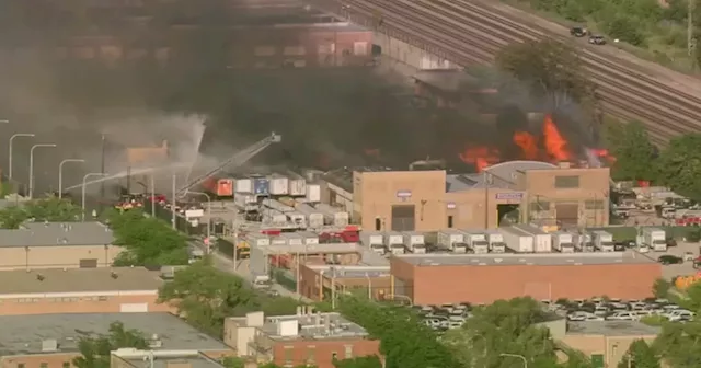 Massive fire breaks out at pallet business on Chicago's West Side