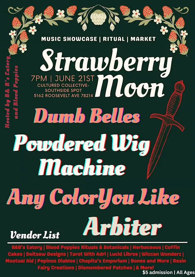 Strawberry Full Moon Ritual, Music Showcase and Night Market