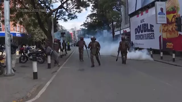 Police in Nairobi disperse protest against proposed finance bill that will raise taxes