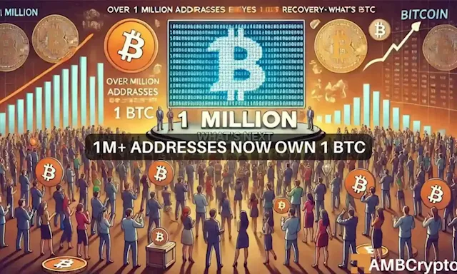 Bitcoin: Over 1M addresses now hold 1 BTC as market eyes recovery