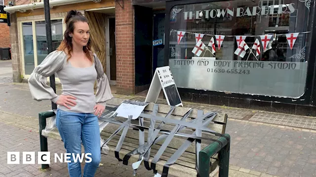 Market Drayton barber tapes up bench after anti-social behaviour