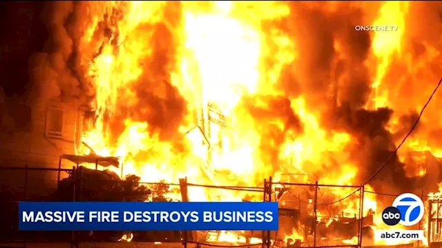 Massive fire destroys commercial building that housed auto parts business in Riverside