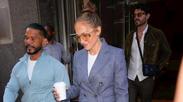 Jennifer Lopez Handles Business Wearing Her Favorite Denim Trend and a $20,000 Birkin Bag