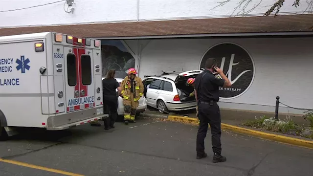 Car crashes through wall of Courtenay business, no major injuries reported