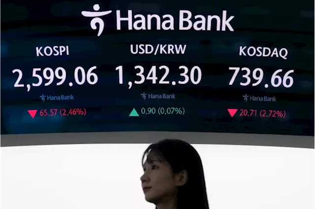 Asian stocks decline, following Wall Street's drop on worries about the economy