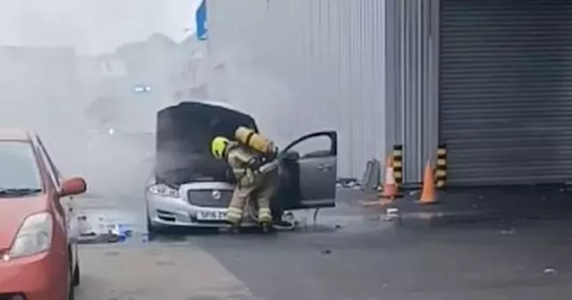 Glasgow market 'evacuated' as fire crews tackle blaze with car up in flames